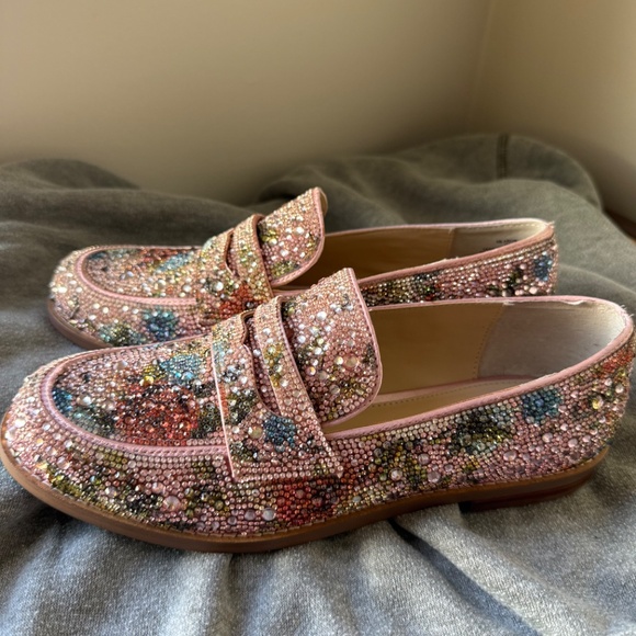 This is a pair of Betsey Johnson Aron rhinestone loafers. - Picture 3 of 7